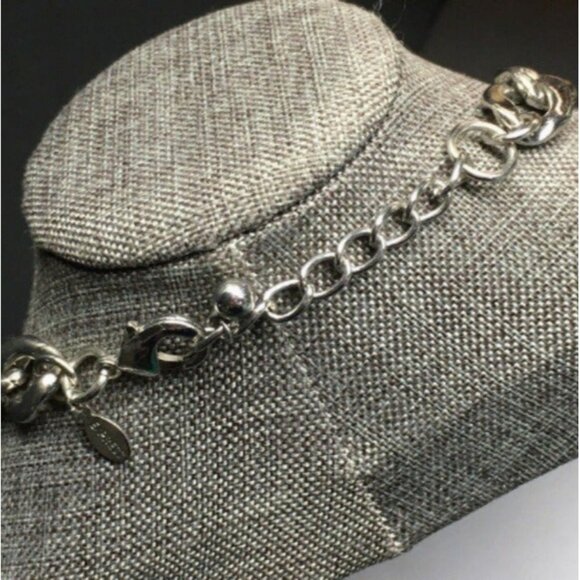 Express Statement Chain Necklace 16 In Silver Chunky Classic Timeless Lobster - Picture 4 of 8